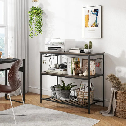 Kitchen Island with 3 Tier Storage Shelves, 48 Inch Baker Rack