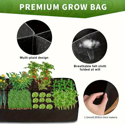 Garden Bed, 128 Gallon 8 Grids Plant Grow Bags, 3x6FT
