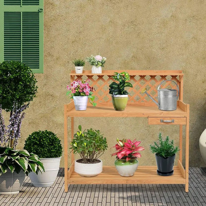 Outdoor Garden Workbench with Potting Table and Pottery Benches