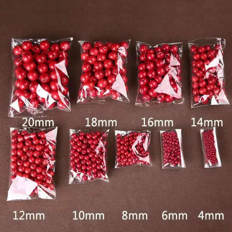 4mm-20mm Big Hole Round Natural Wooden Brown Coffee Beads