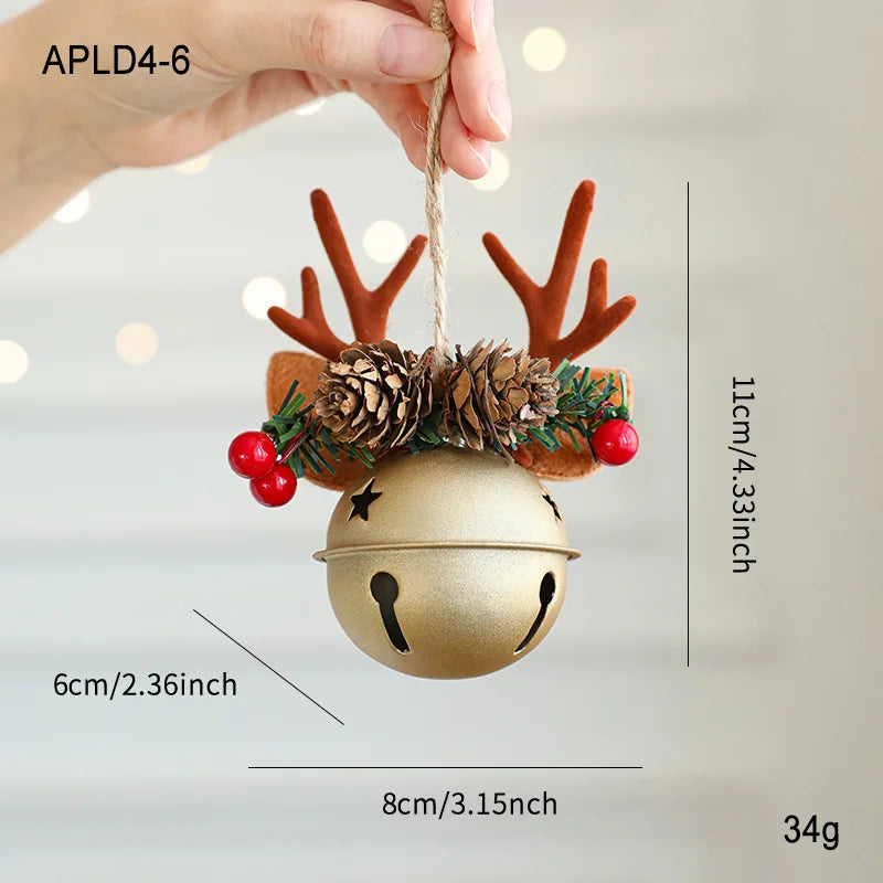 Christmas Bell Antlers Bow Pinecone Bell
