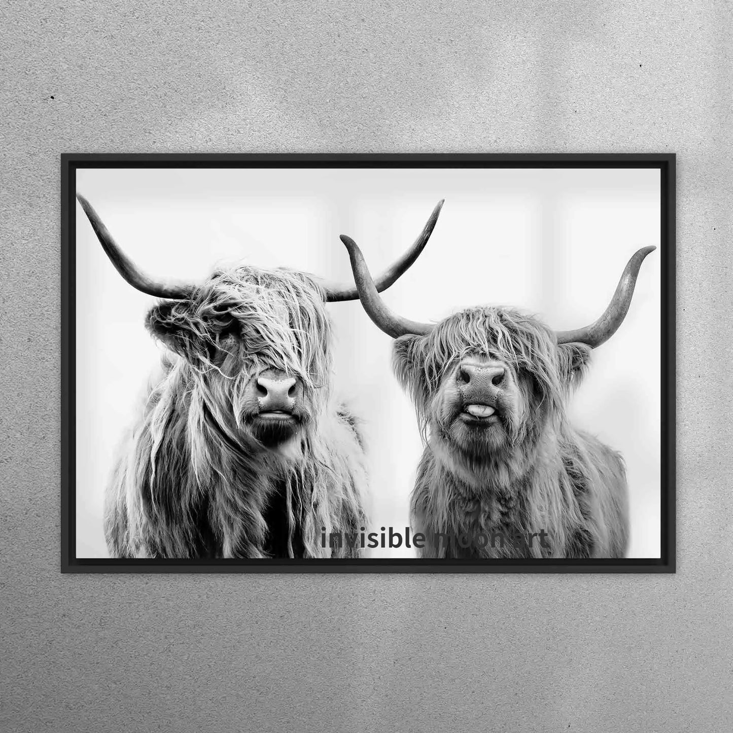 Scottish Highland Cow & Calf Canvas Art Print