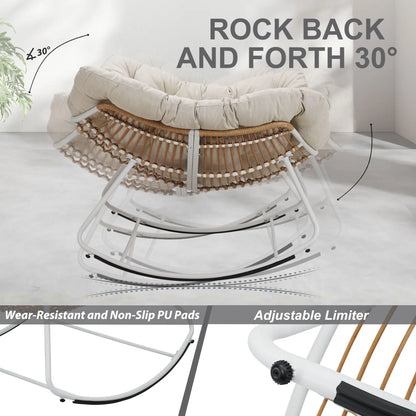 Outdoor Rocking Chair, Patio Wicker Egg Chair,