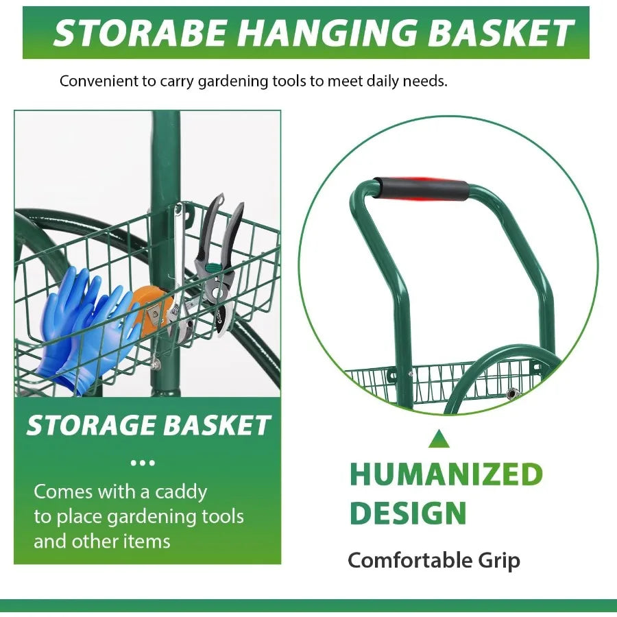 Heavy Duty Garden Hose Reel Cart Holds up to 300 Feet of Hose