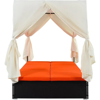 Patio Furniture Set Daybed with Adjustable Seats, 4-Sided