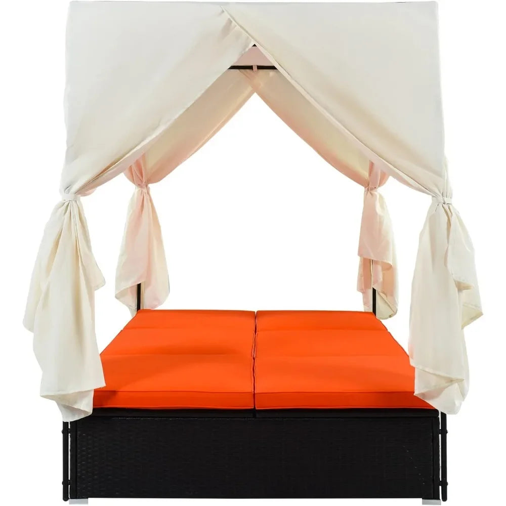 Patio Furniture Set Daybed with Adjustable Seats, 4-Sided