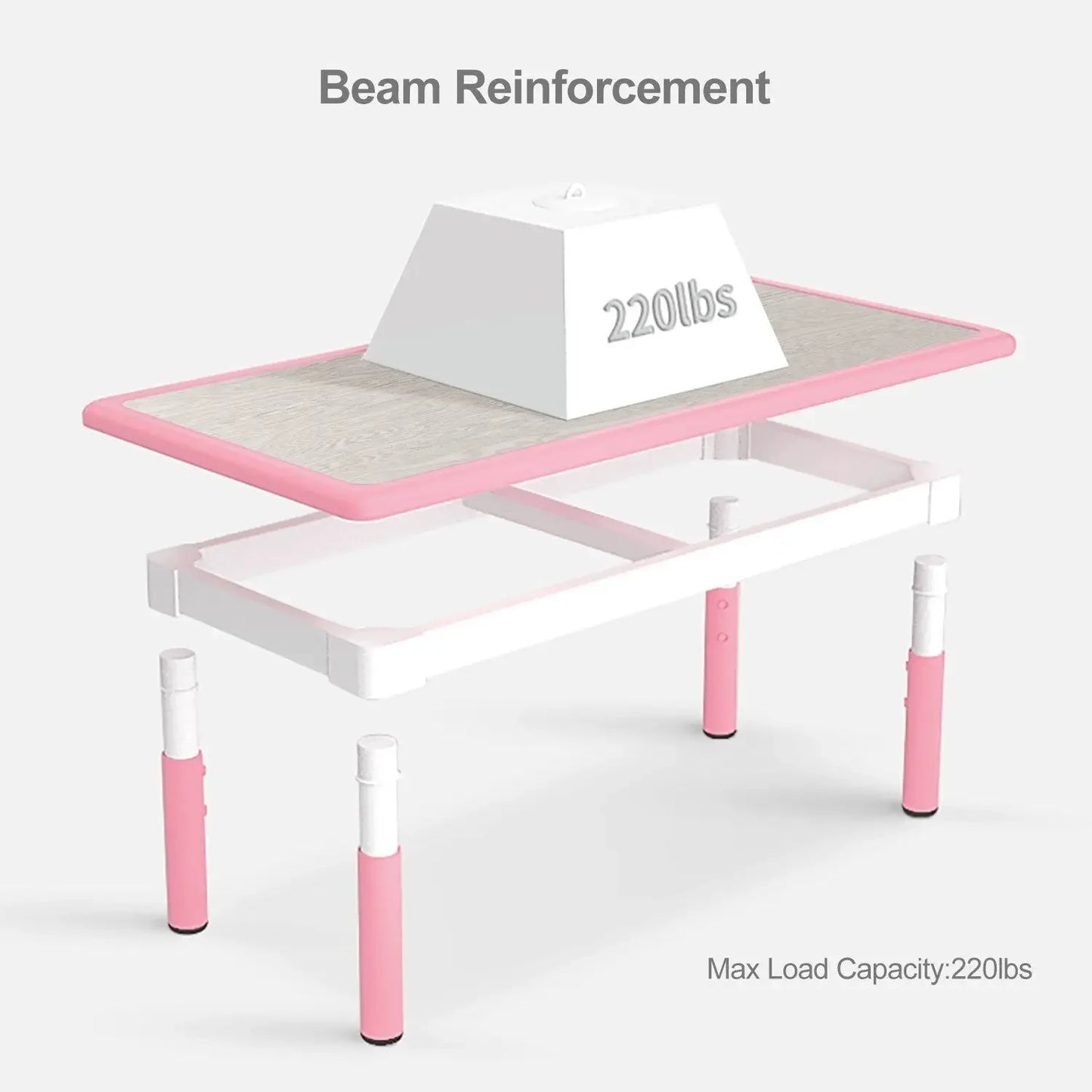 Kids Table and 4 Chairs Set, Height Adjustable