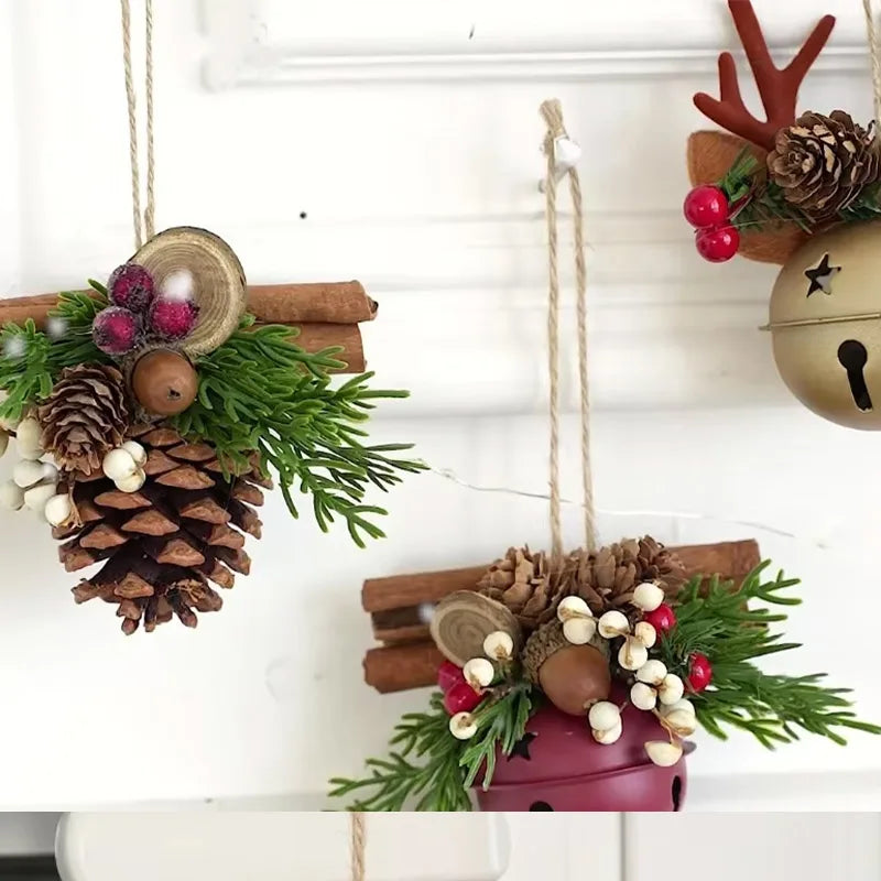 Christmas Bell Antlers Bow Pinecone Bell