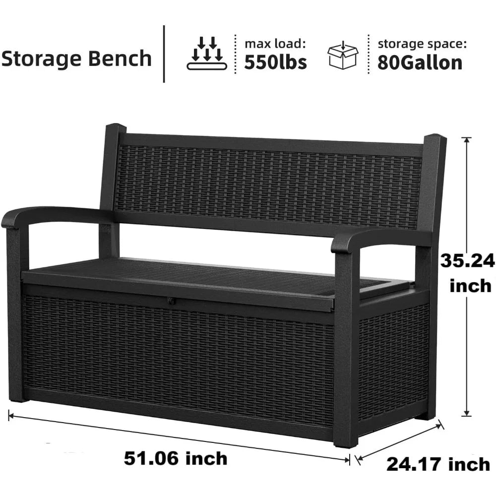 80 Gallon Storage Bench Waterproof and Lockable,Deck Box