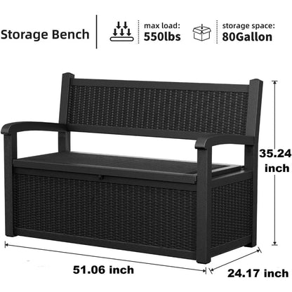 80 Gallon Storage Bench Waterproof and Lockable,Deck Box