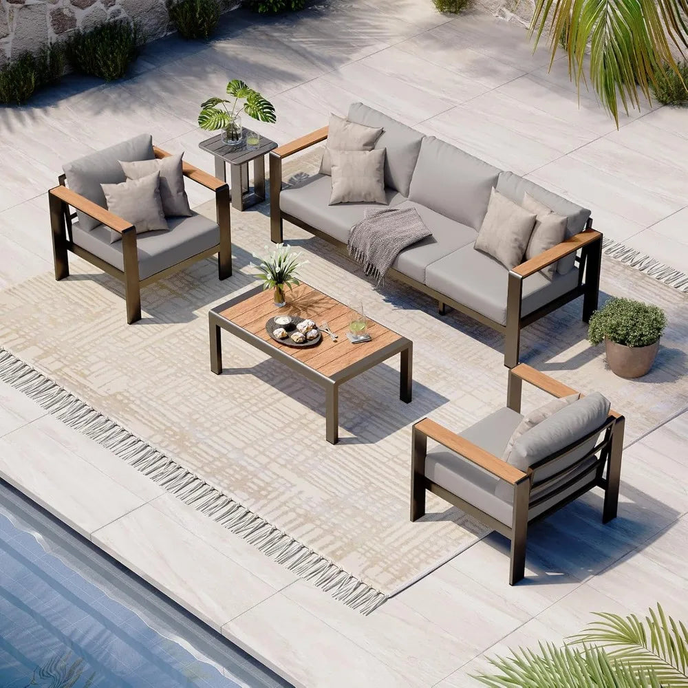 4 Piece Patio Furniture Set with Coffee Table