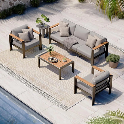 4 Piece Patio Furniture Set with Coffee Table