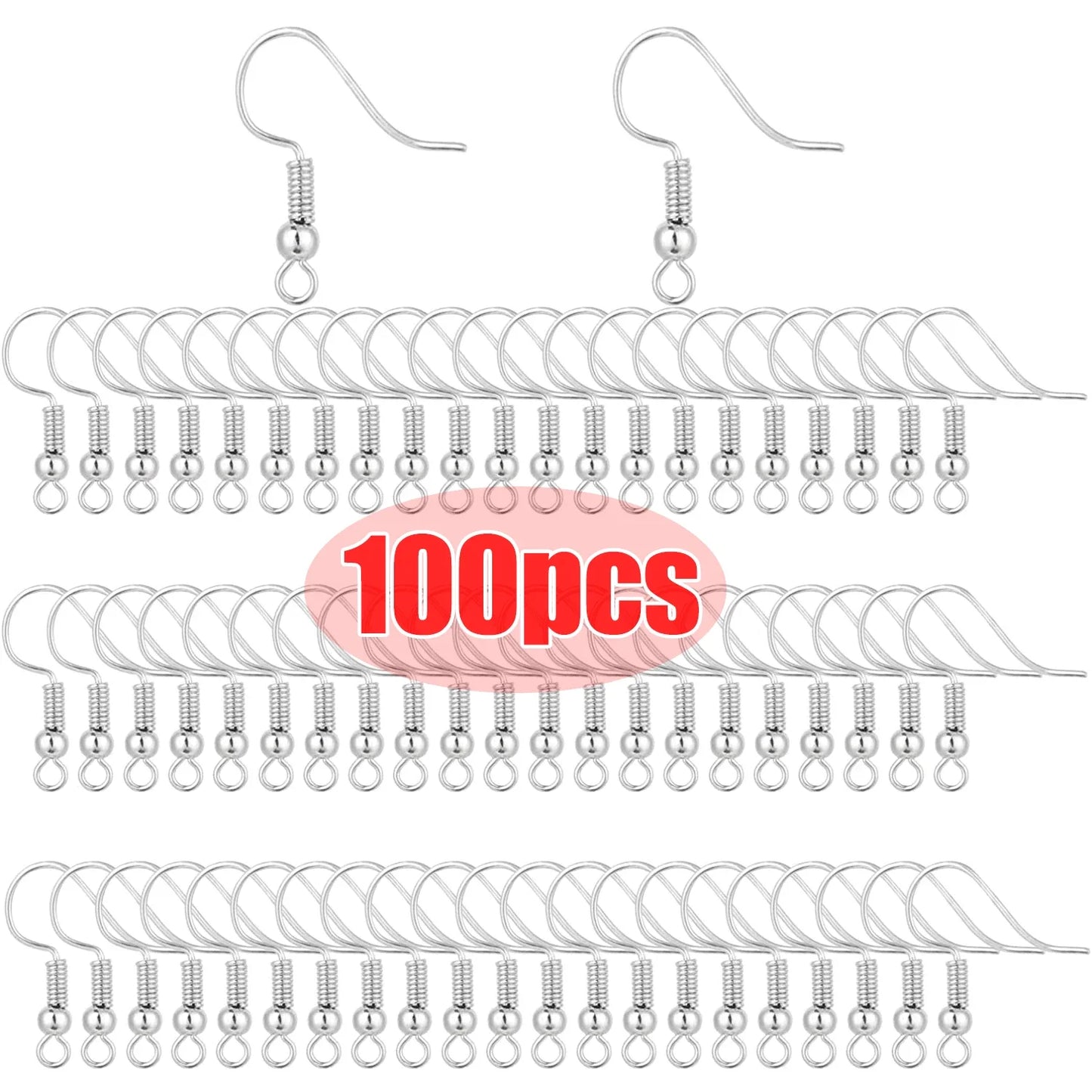 100/200pcs DIY Earring Findings Earrings Clasps Hooks Stainless Steel Hypoallergenic