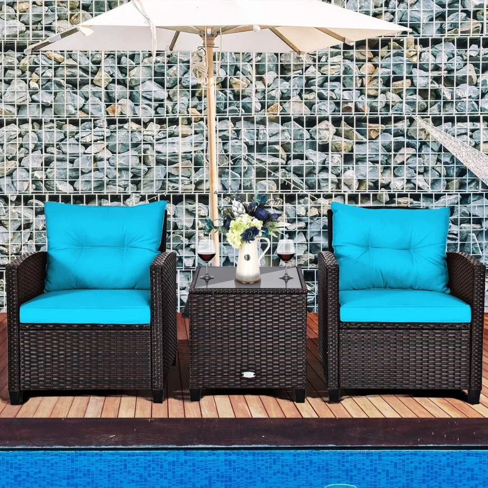 3pcs patio furniture set, rattan wicker