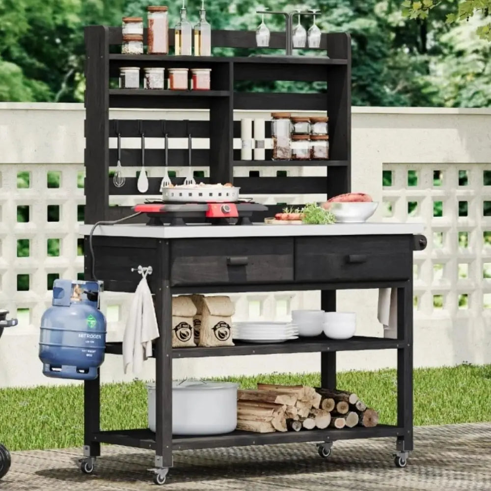 Heavy-Duty 64 Outdoor Potting Bench with Lockable Wheels