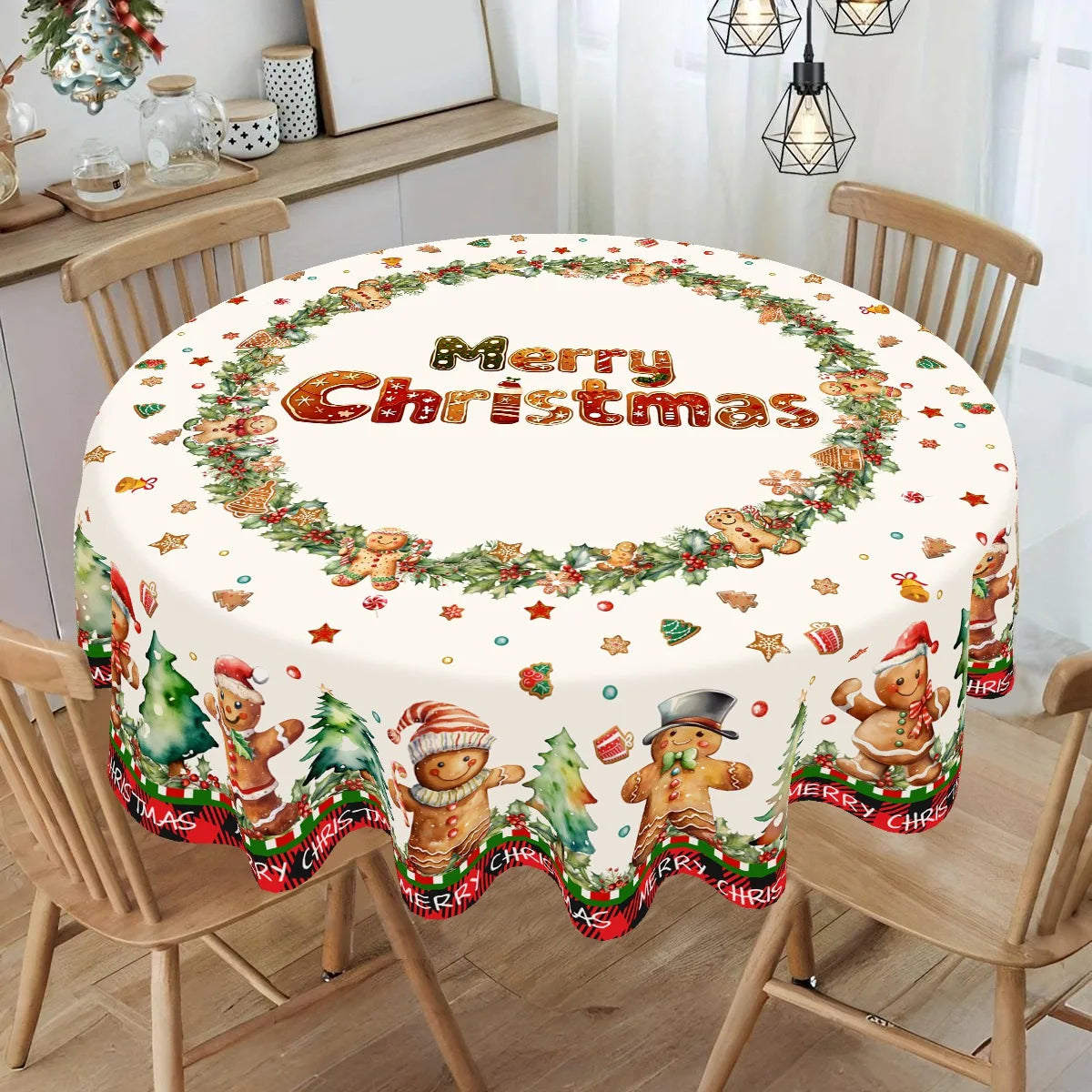 Christmas Gingerbread Tablecloth Polyester