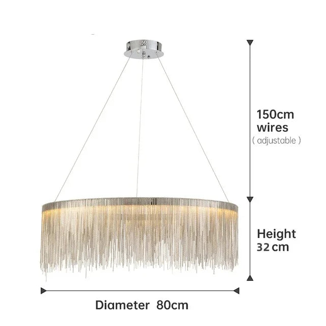 Led Ceiling Chandelier Gold Chains with Remote