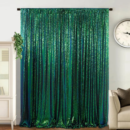Sequin Backdrop Curtains 1 Pcs 4ftx8ft Iride Green Glitter