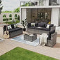 8 Piece Patio Furniture Set with 44” Fire Pit Table