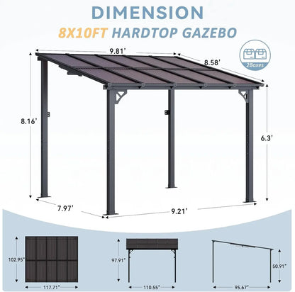 8' x 10' Gazebo for Patio, with Sloped Roof