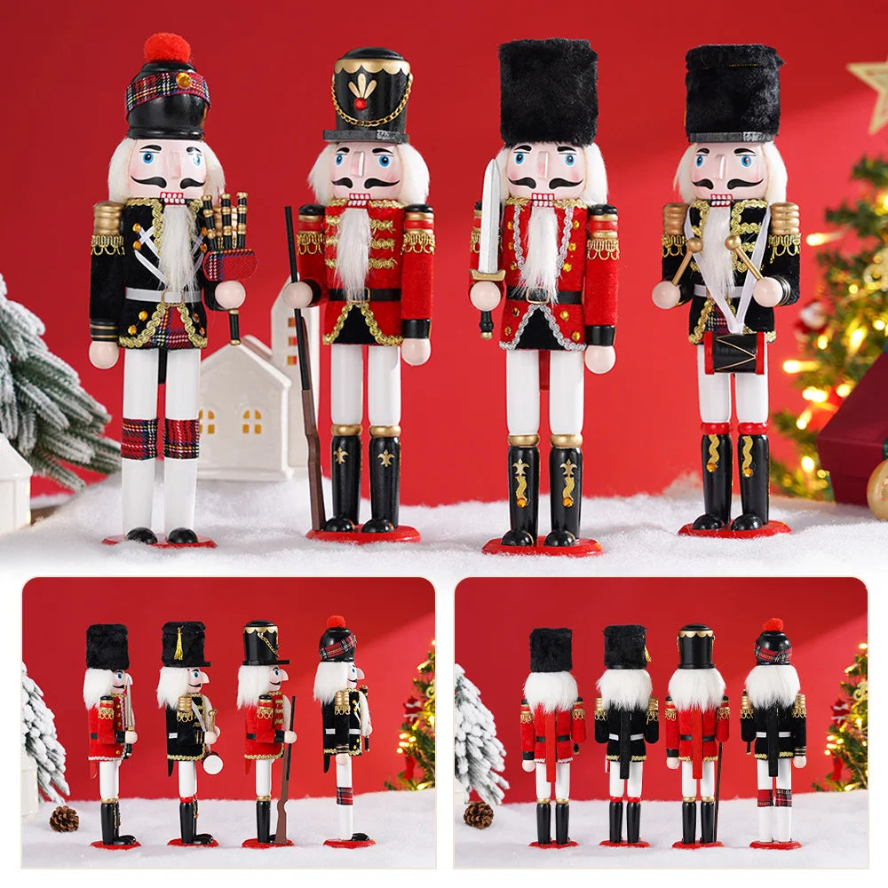 30cm Wooden Nutcracker Soldier Statues
