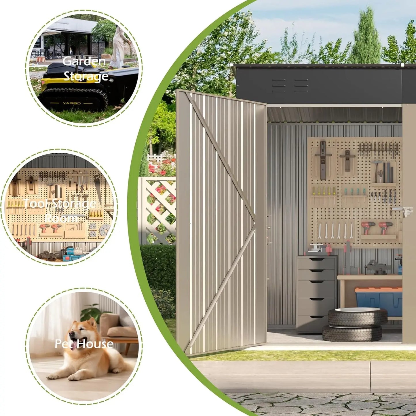 Metal Shed,6x4 FT Metal Shed with Slopping Roof a