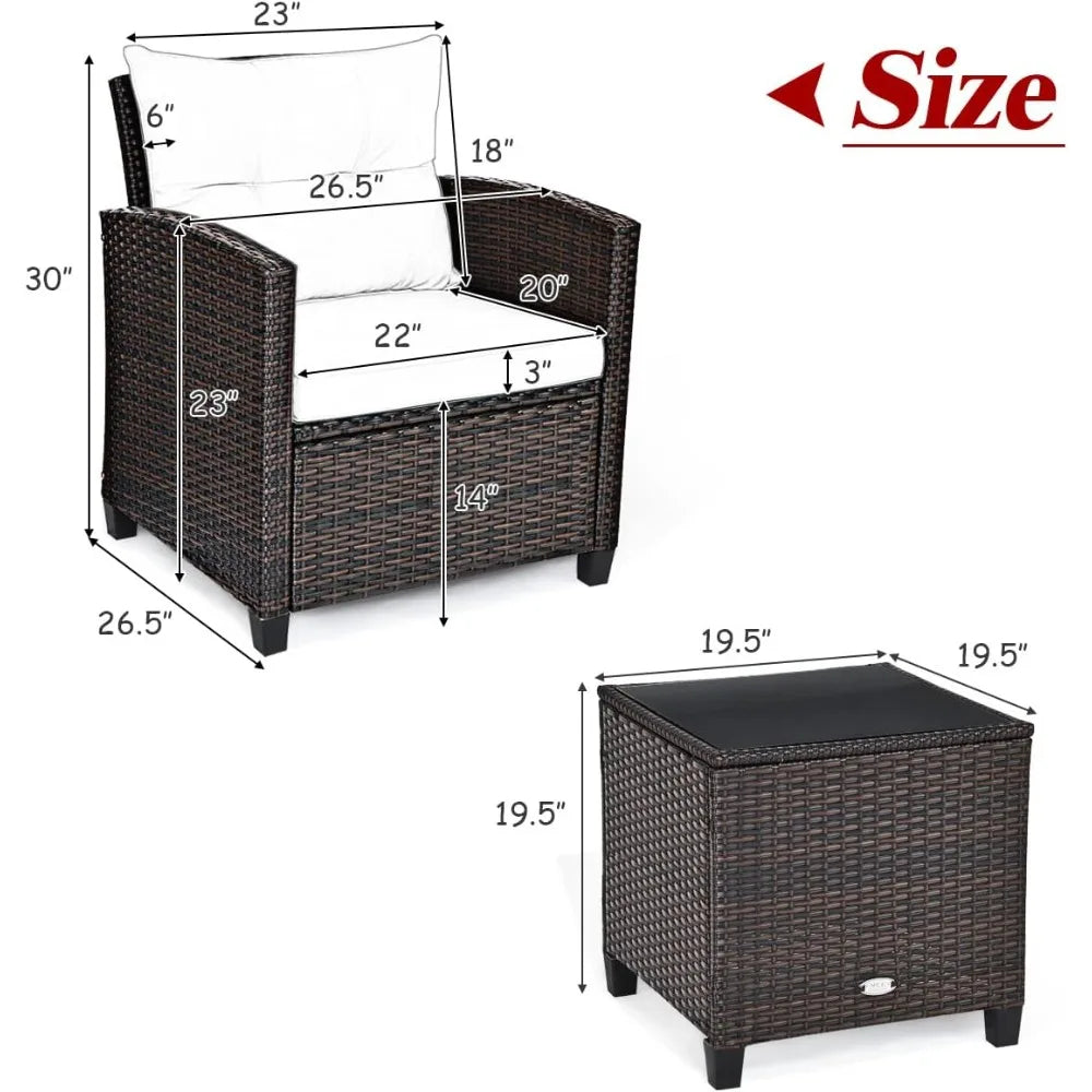 3pcs patio furniture set, rattan wicker