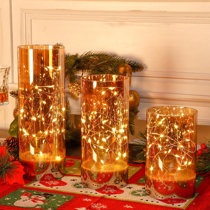3Pcs Glass Flameless Candles LED Battery Powered