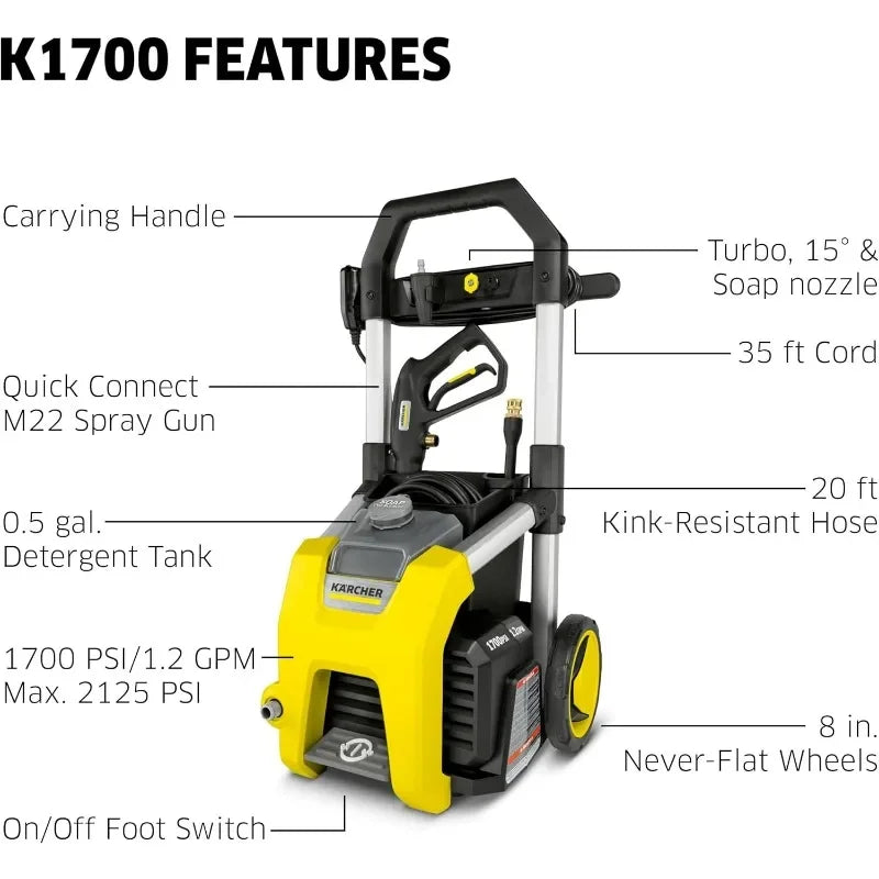 HOT Pressure WasherMax 2125 PSI, 3 Spray Nozzles, Detergent Tank
