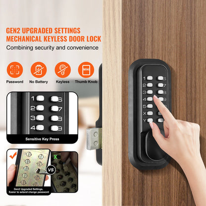 Mechanical Keyless Entry Door Lock 14 Digit Keypad
