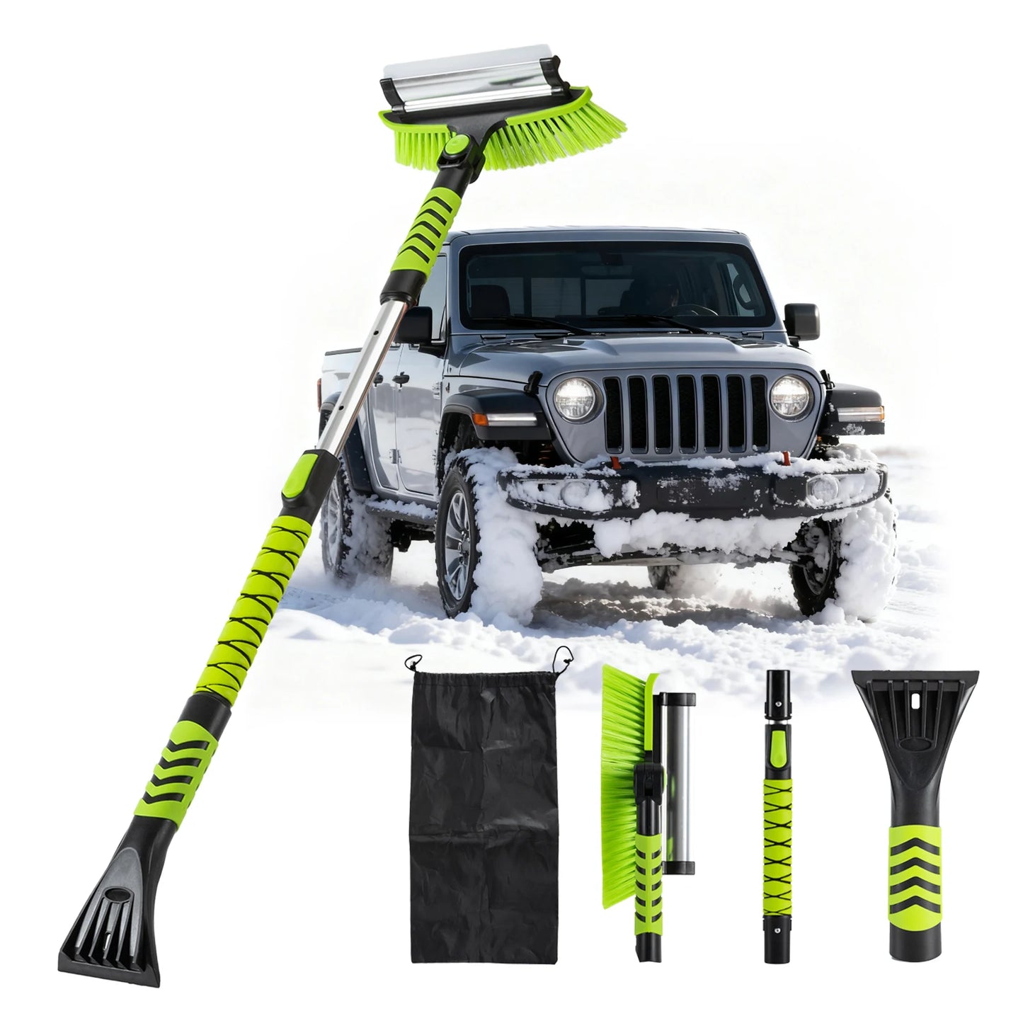 Ultimate Car Snow Cleaner, 43" 2-in-1 Ice Scraper & Brush with Extendable Handle