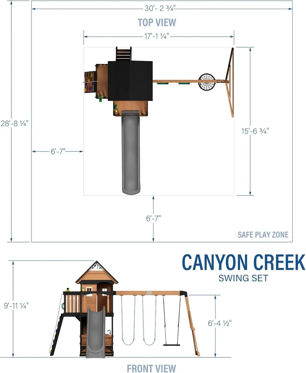 Canyon Creek Cedar Wood Swing Set with Wave Slide