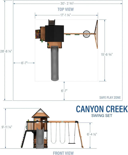 Canyon Creek Cedar Wood Swing Set with Wave Slide