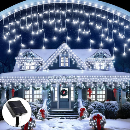 Solar LED Eaves Icicle String Lights 8 Lighting Modes