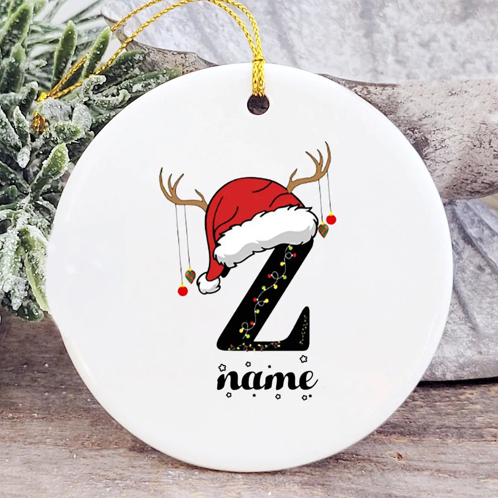 Baby's Christmas Ornament Personalized Initial with Name