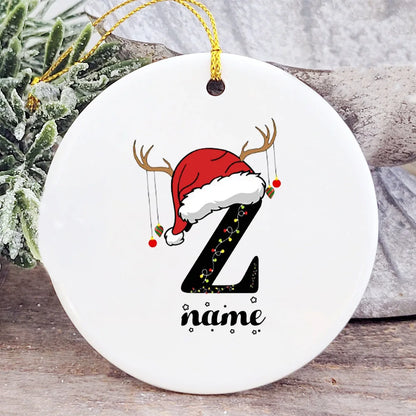 Baby's Christmas Ornament Personalized Initial with Name