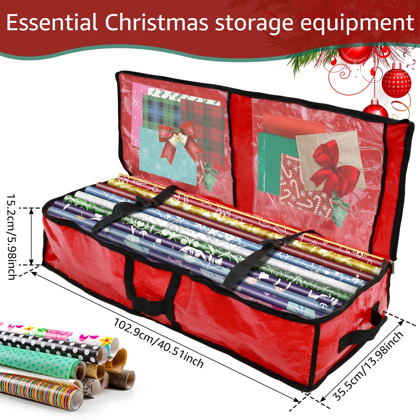 Christmas Wrapping Paper Storage Bag Large Capacity