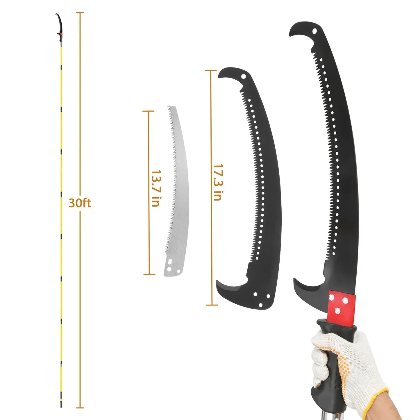 24ft Manual Pole Saw, Lightweight Tree Trimmers