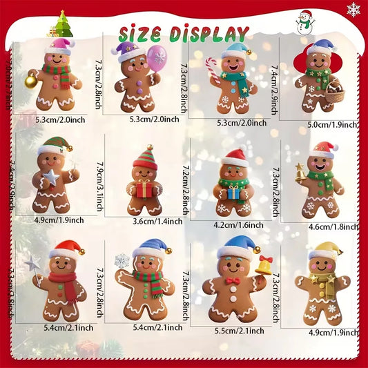 12pcs Christmas Gingerbread Man Ornaments Xmas Tree