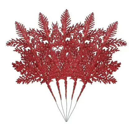 Artificial Pine Leaves Branches Christmas Gold Silver Plant