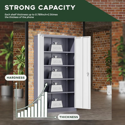 Lockable Steel Storage Cabinet with 4 Adjustable Shelves