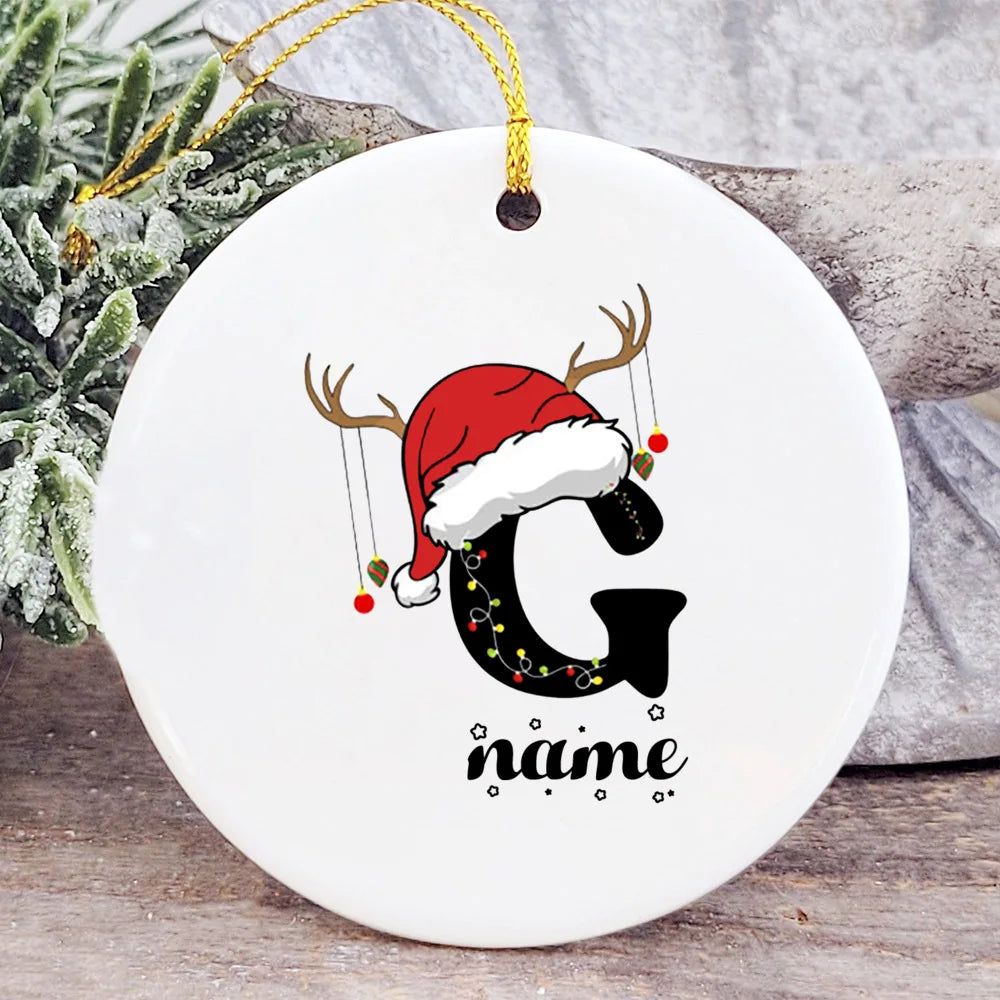 Baby's Christmas Ornament Personalized Initial with Name