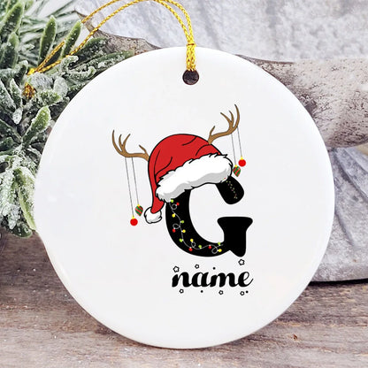 Baby's Christmas Ornament Personalized Initial with Name
