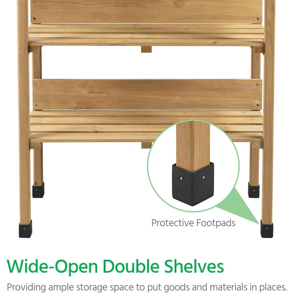 Potting Bench Table wMetal Tabletop for Garden