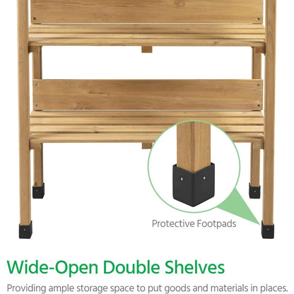 Potting Bench Table wMetal Tabletop for Garden
