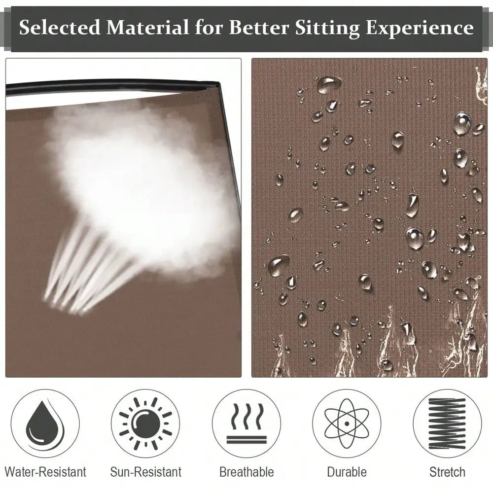 2-Person Glider Rocking Chair Loveseat  w/ Tempered Glass Table Brown