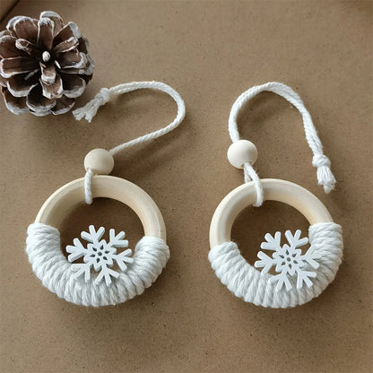 Ornaments With Wooden Snowflakes And Rings