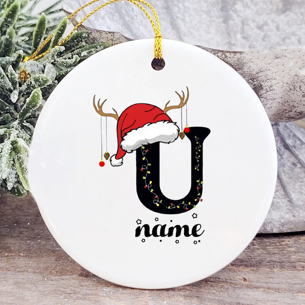 Baby's Christmas Ornament Personalized Initial with Name