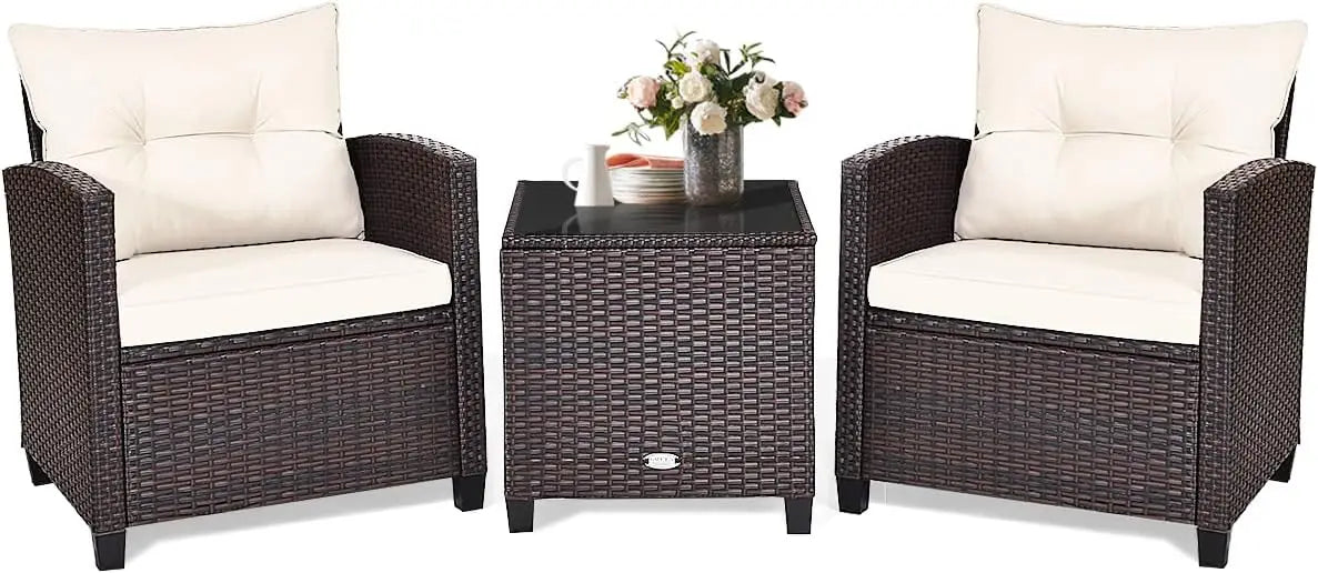 3pcs patio furniture set, rattan wicker