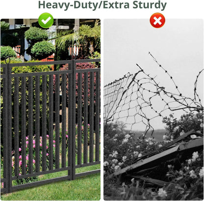 NEW Decorative Garden Fence Metal Dog Fence Outdoor for Yard, 36ft (L) × 40in (H), 14 Panels + 2 Gates,Black-Silver